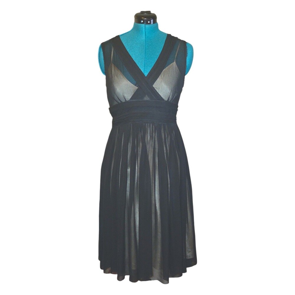 Banana Republic Size 10 Black Silk Empire A Line Dress Formal Dark Fairy